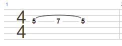 Hammer on tab notation